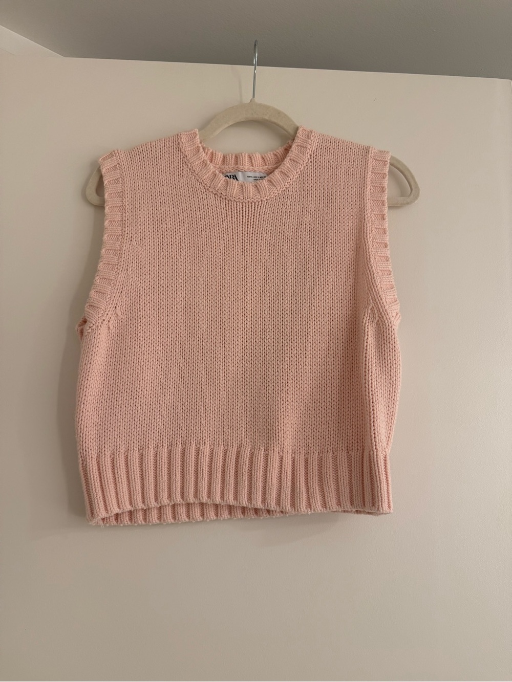 Zara Sleeveless Knit Sweater Vest - Light Pink